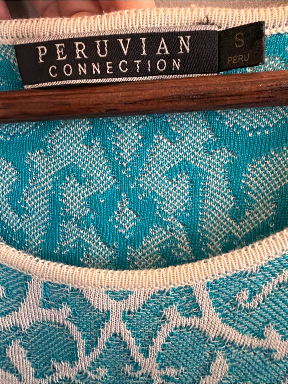 Peruvian Connection Turquoise White Sleeveless Mini Dress - Picture 4 of 7